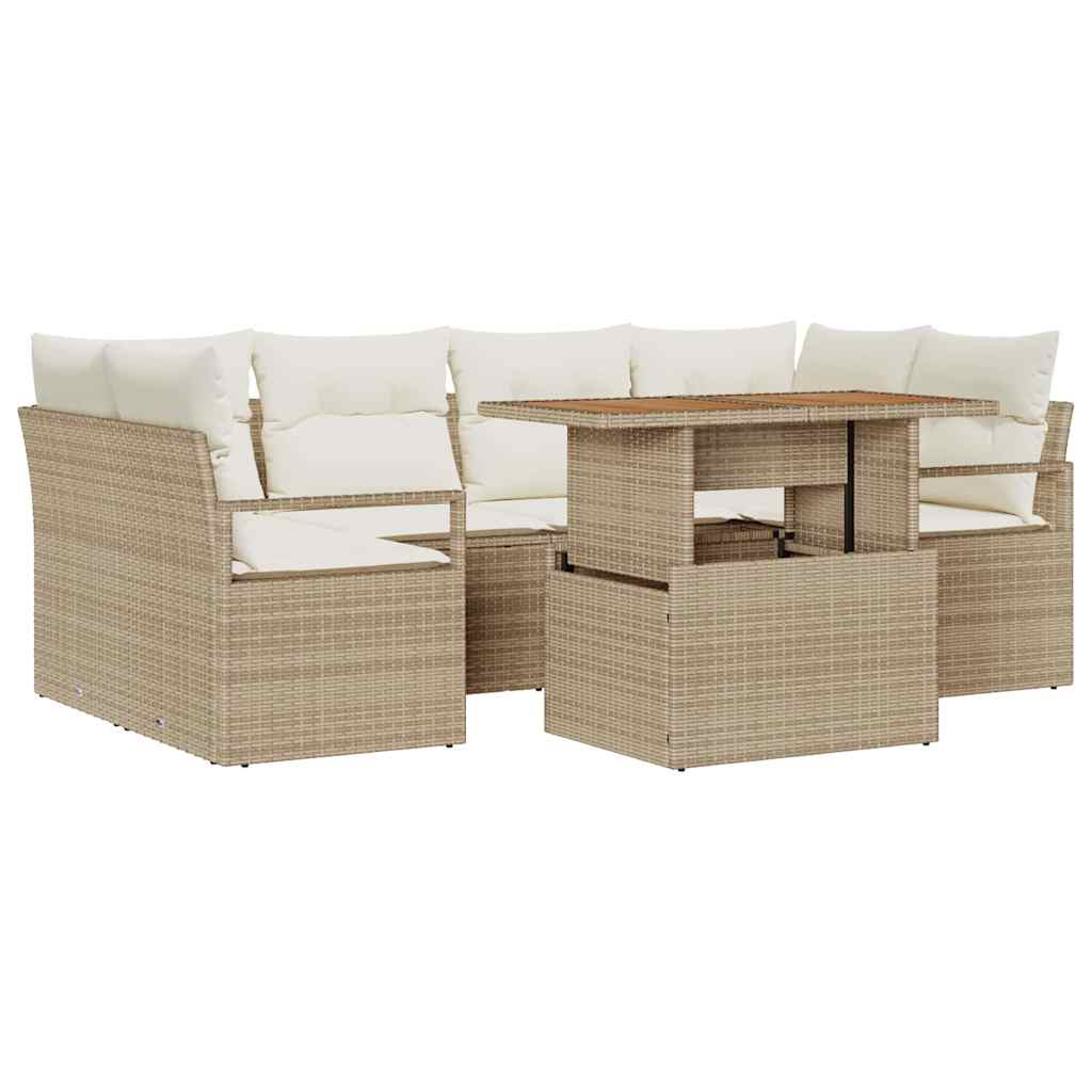 Garten-Sofa-Set 7 pcs Beige und Creme 100 x 55 x 73 cm