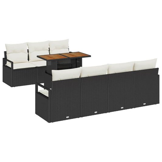 Garten-Sofa-Set 8 pcs Schwarz, Creme 100 x 55 x 73 cm