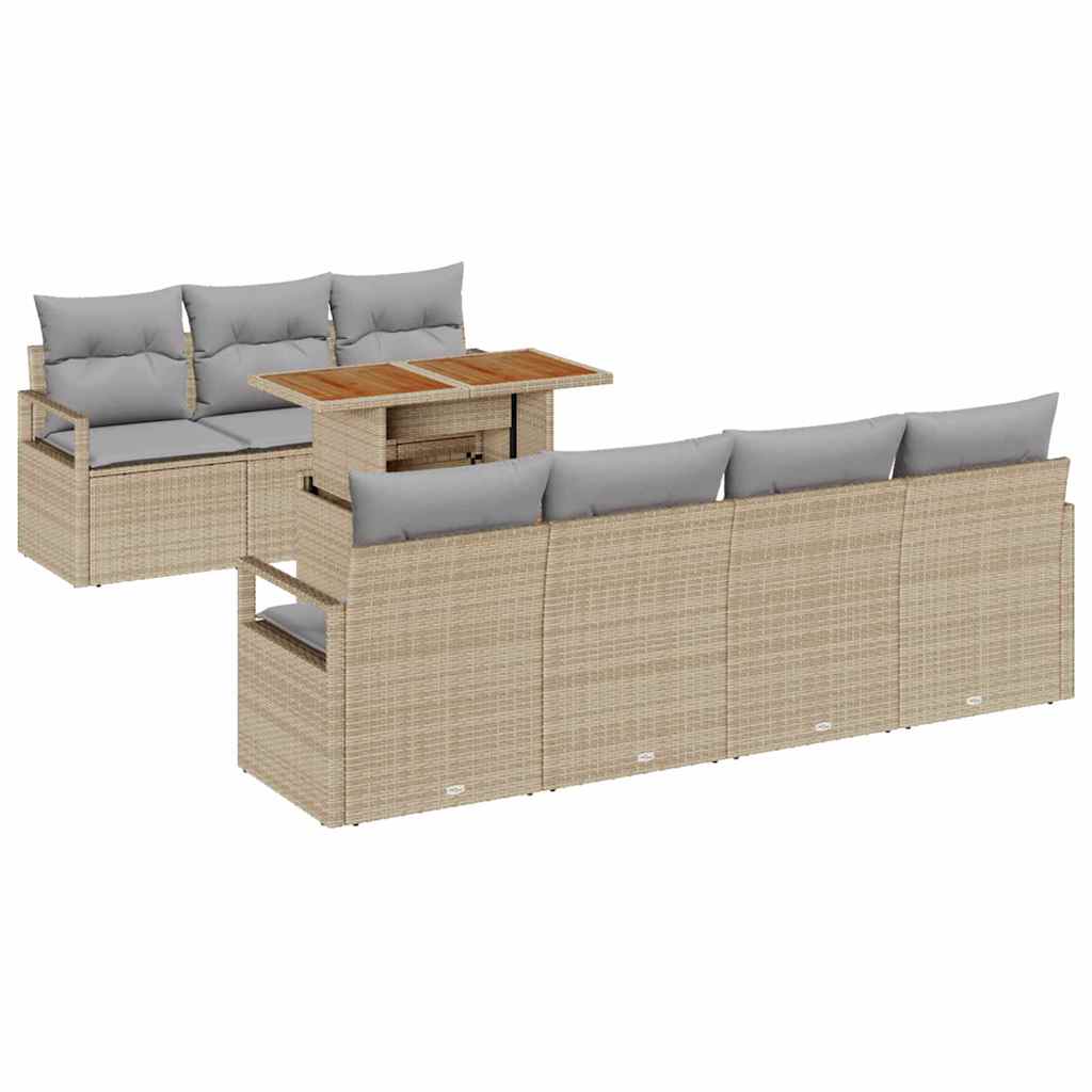 Garten-Sofa-Set mit Kissen 8 pcs Beige, Grau 100 x 55 x 73 cm