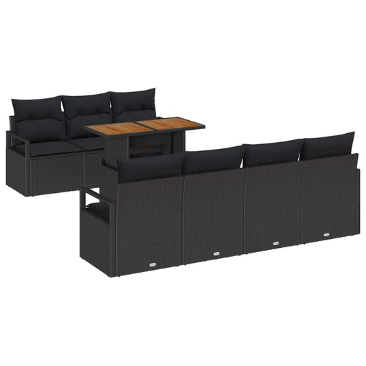 Garten-Sofa-Set 8 pcs Schwarz, Braun 100 x 55 x 73 cm