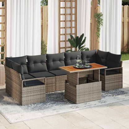 Garten-Sofa-Set mit Kissen 8 pcs Grau, Braun 100 x 55 x 73 cm
