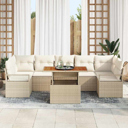 Garten-Sofa-Set mit Kissen 8 pcs Beige, Creme 100 x 55 x 73 cm