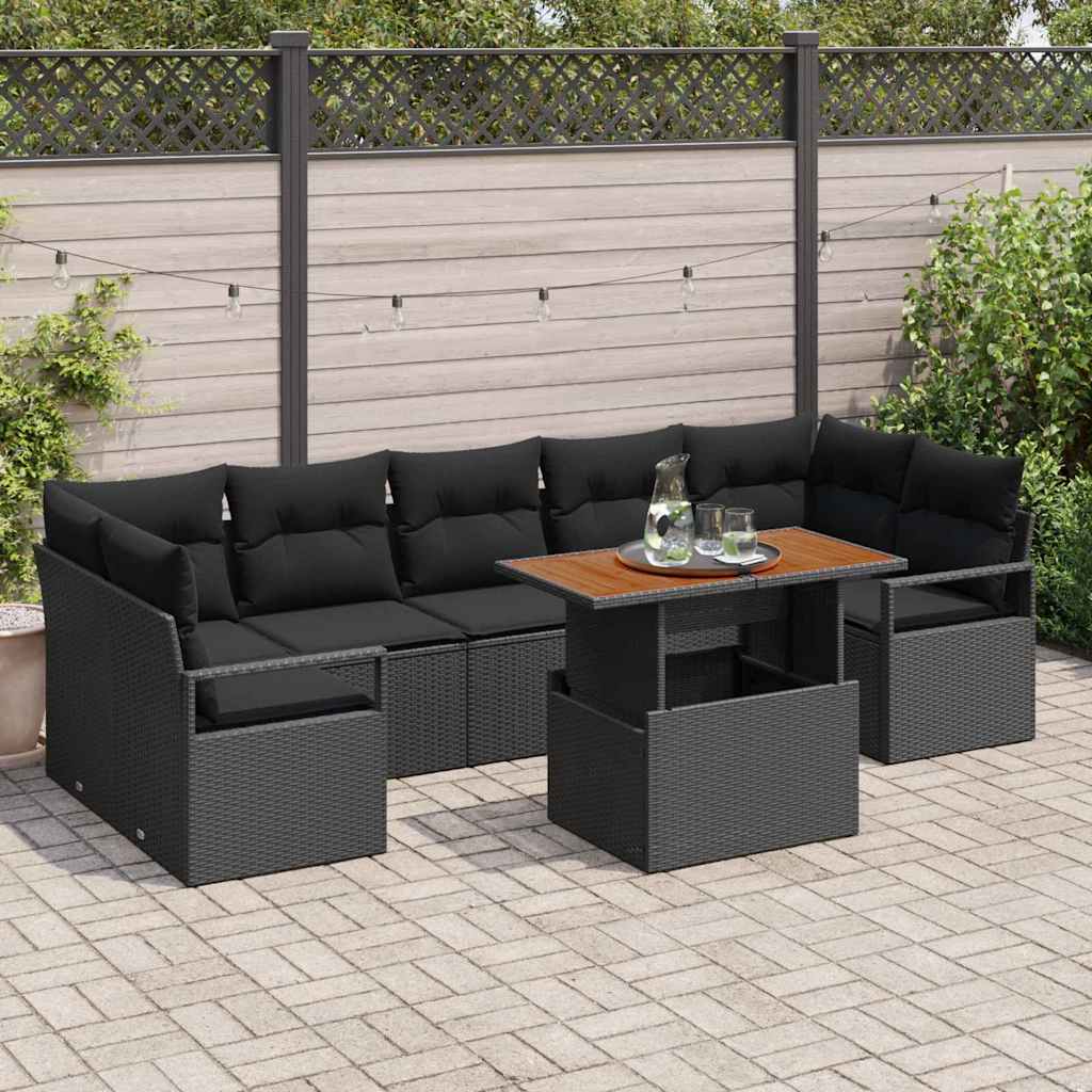 Garten-Sofa-Set 8 pcs Schwarz, Braun 100 x 55 x 73 cm
