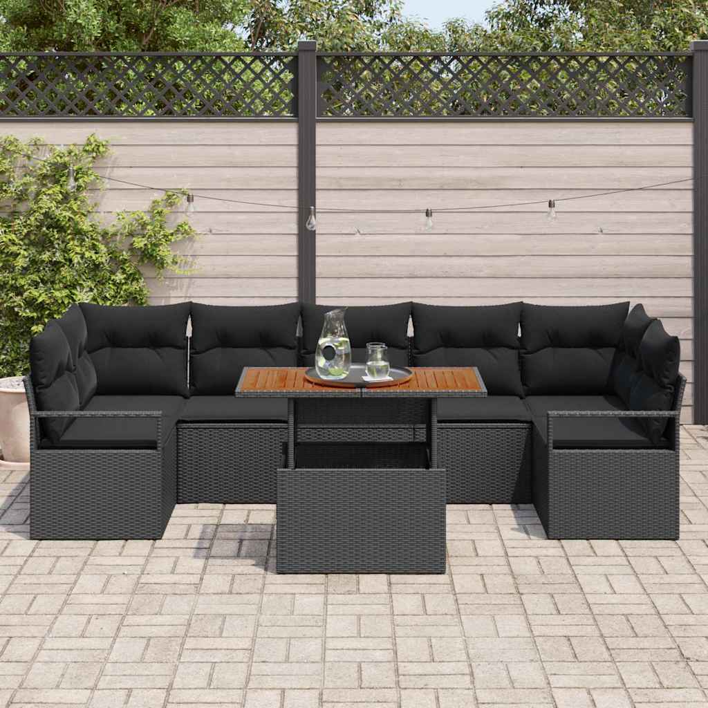 Garten-Sofa-Set 8 pcs Schwarz, Braun 100 x 55 x 73 cm