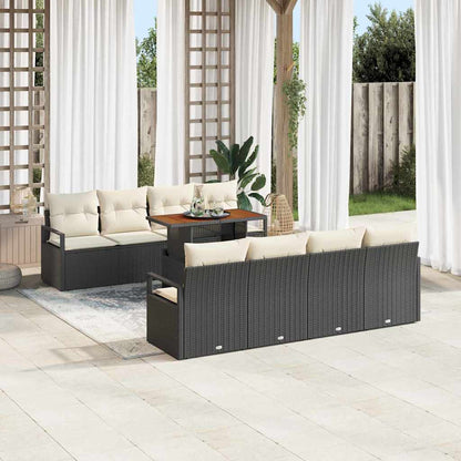 Garten-Sofa-Set 9 pcs Schwarz, Creme 100 x 55 x 73 cm