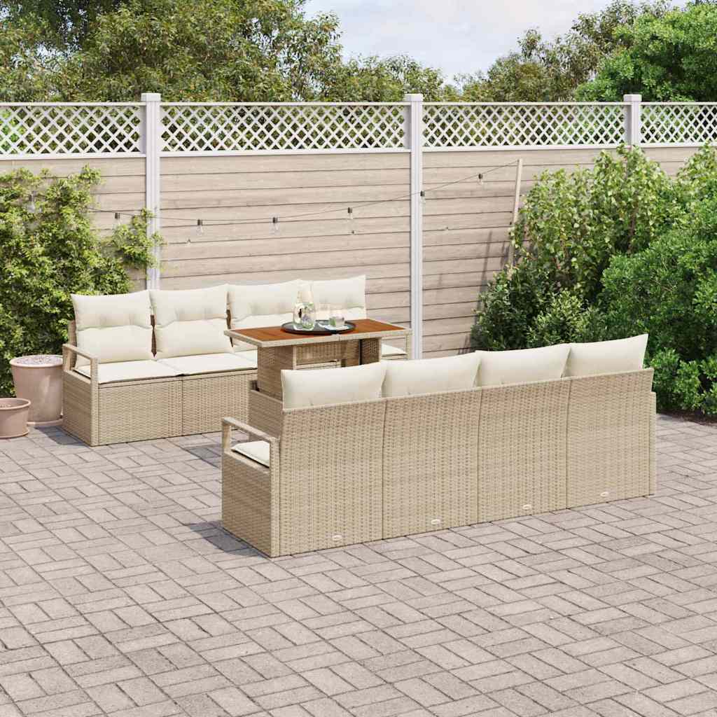 Garten-Sofa-Set mit Kissen 9 pcs Beige, Creme 100 x 55 x 73 cm