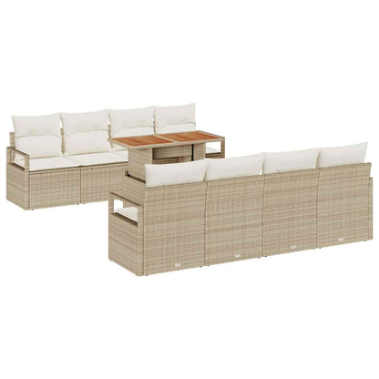 Garten-Sofa-Set mit Kissen 9 pcs Beige, Creme 100 x 55 x 73 cm