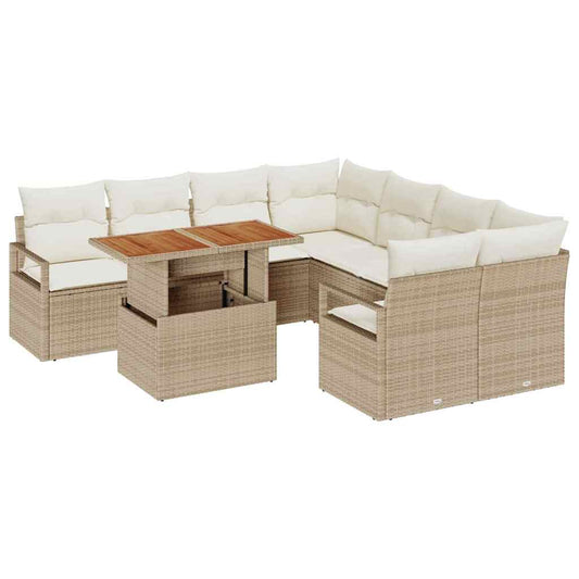 Garten Essgruppe mit Kissen 9 pcs Beige, Creme 100 x 55 x 73 cm