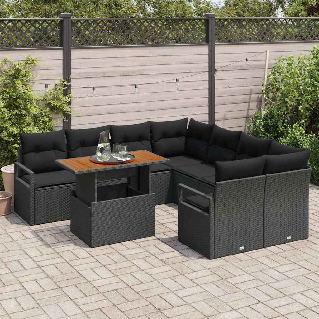Garten Essgruppe 9 pcs Schwarz, Braun 100 x 55 x 73 cm
