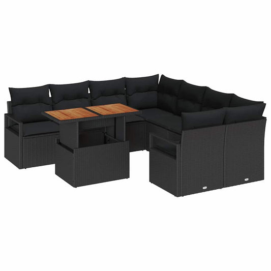 Garten Essgruppe 9 pcs Schwarz, Braun 100 x 55 x 73 cm