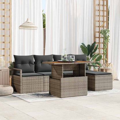 Garten Essgruppe mit Kissen 6 pcs Grau, Braun