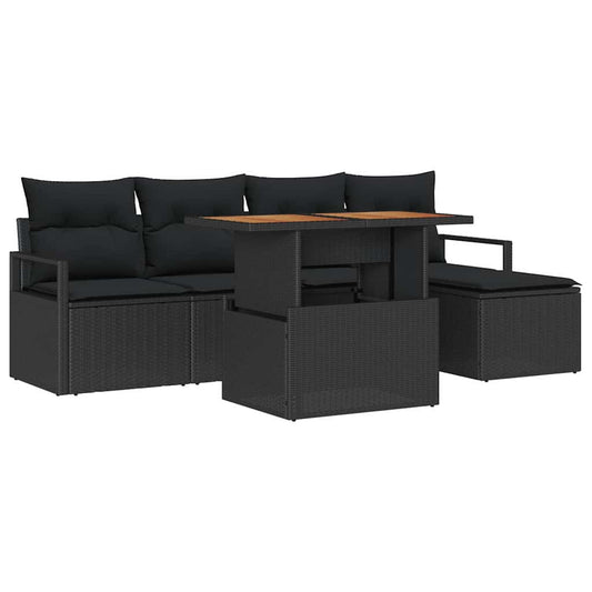 Garten Essgruppe mit Kissen 6 pcs Schwarz, Braun