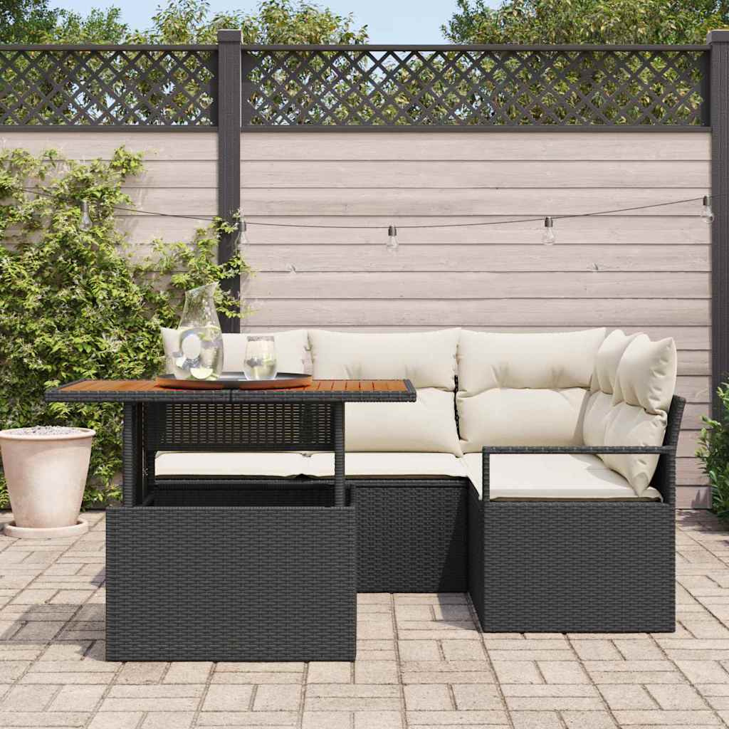 Garten Essgruppe 5 pcs Schwarz und Creme 100 x 55 x 73 cm