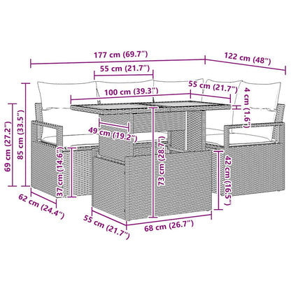 Garten Essgruppe 5 pcs Schwarz und Creme 100 x 55 x 73 cm