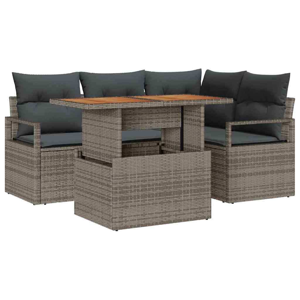 Garten Essgruppe mit Kissen 5 pcs Grau, Braun 100 x 55 x 73 cm