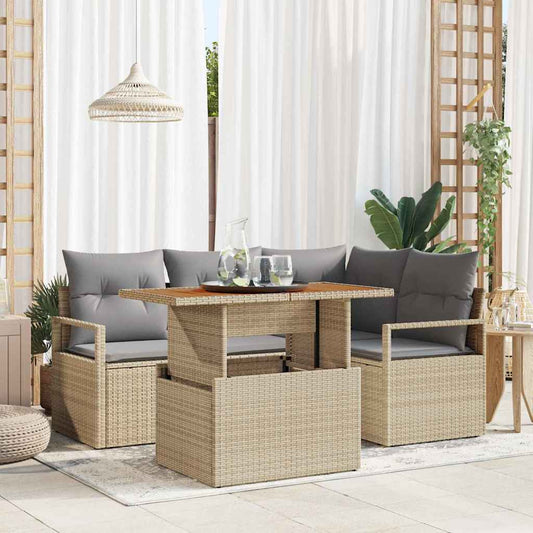Garten Essgruppe mit Kissen 5 pcs Beige, Grau 100 x 55 x 73 cm