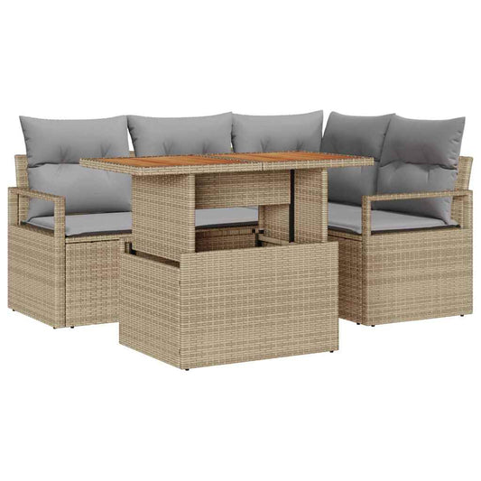 Garten Essgruppe mit Kissen 5 pcs Beige, Grau 100 x 55 x 73 cm