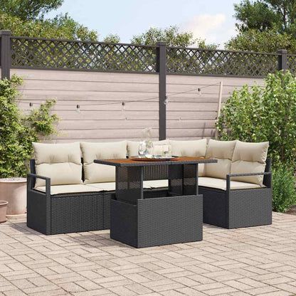 Garten Essgruppe 6 pcs Schwarz und Creme 100 x 55 x 73 cm