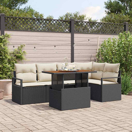 Garten Essgruppe 6 pcs Schwarz und Creme 100 x 55 x 73 cm