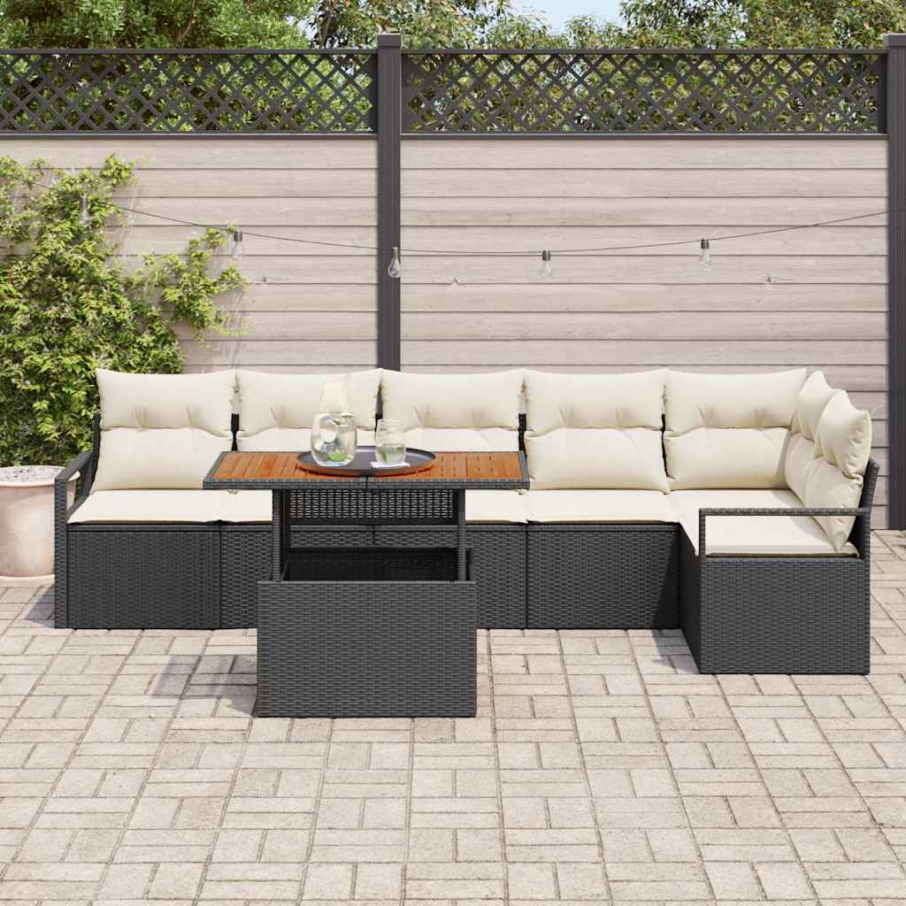Garten Essgruppe 7 pcs Schwarz und Creme 100 x 55 x 73 cm