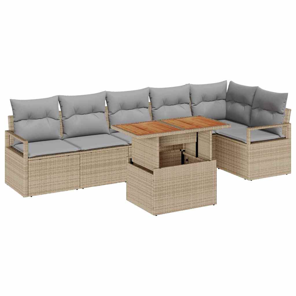 Garten Essgruppe mit Kissen 7 pcs Beige, Grau 100 x 55 x 73 cm