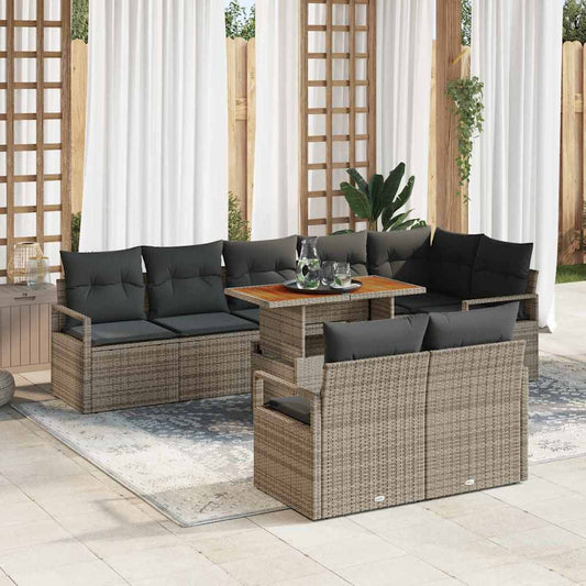 Garten-Sofa-Set mit Kissen 9 pcs Grau, Braun 100 x 55 x 73 cm
