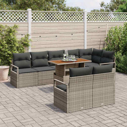 Garten-Sofa-Set mit Kissen 9 pcs Grau, Braun 100 x 55 x 73 cm