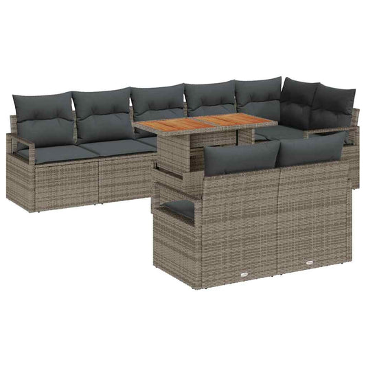 Garten-Sofa-Set mit Kissen 9 pcs Grau, Braun 100 x 55 x 73 cm