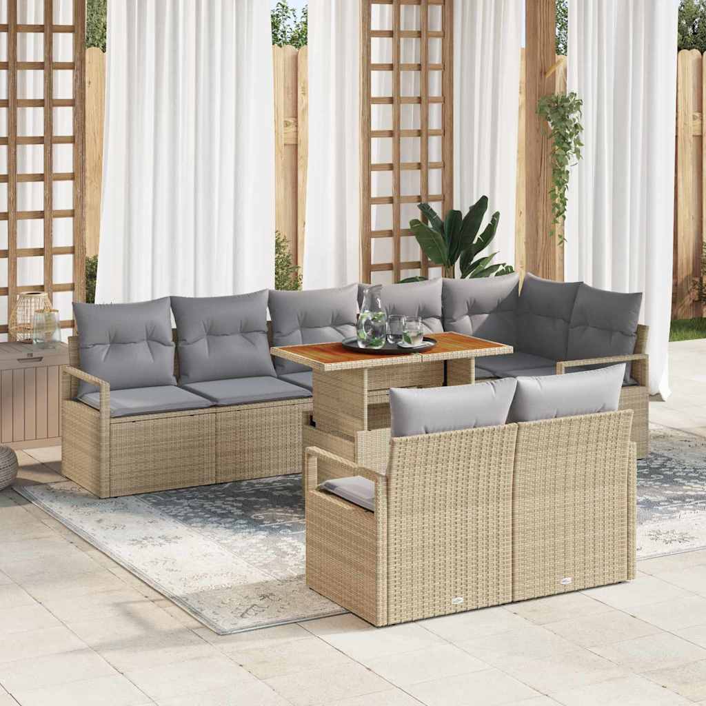 Garten-Sofa-Set mit Kissen 9 pcs Beige, Grau 100 x 55 x 73 cm