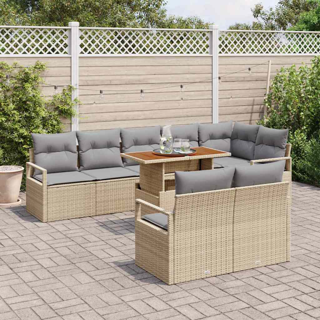 Garten-Sofa-Set mit Kissen 9 pcs Beige, Grau 100 x 55 x 73 cm