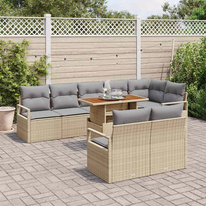 Garten-Sofa-Set mit Kissen 9 pcs Beige, Grau 100 x 55 x 73 cm