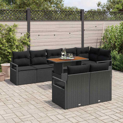 Garten-Sofa-Set 9 pcs Schwarz, Braun 100 x 55 x 73 cm