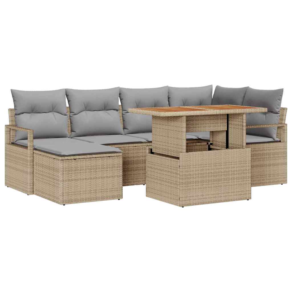 Garten Essgruppe mit Kissen 7 pcs Beige, Grau