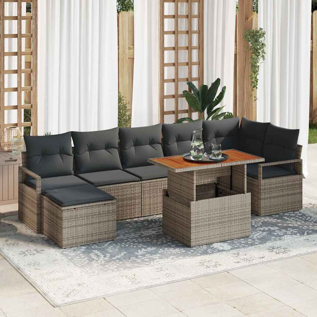 Garten Essgruppe mit Kissen 8 pcs Grau, Braun