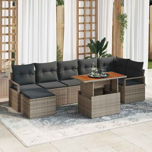 Garten Essgruppe mit Kissen 8 pcs Grau, Braun