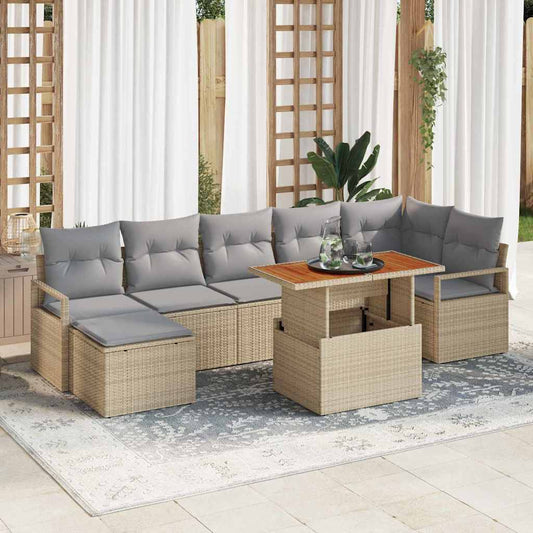 Garten Essgruppe mit Kissen 8 pcs Beige, Grau