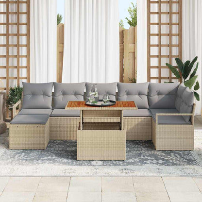 Garten Essgruppe mit Kissen 8 pcs Beige, Grau