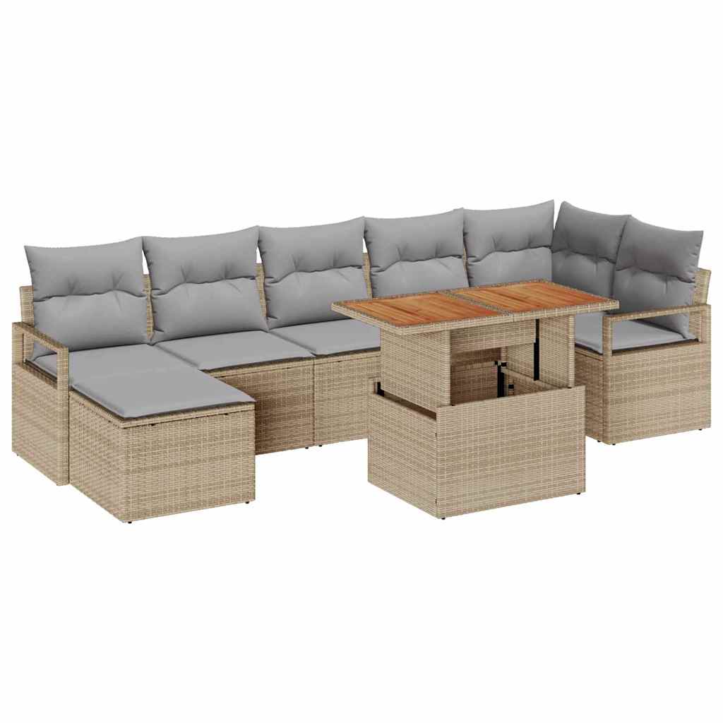 Garten Essgruppe mit Kissen 8 pcs Beige, Grau