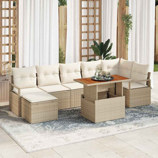 Garten Essgruppe mit Kissen 8 pcs Beige, Creme