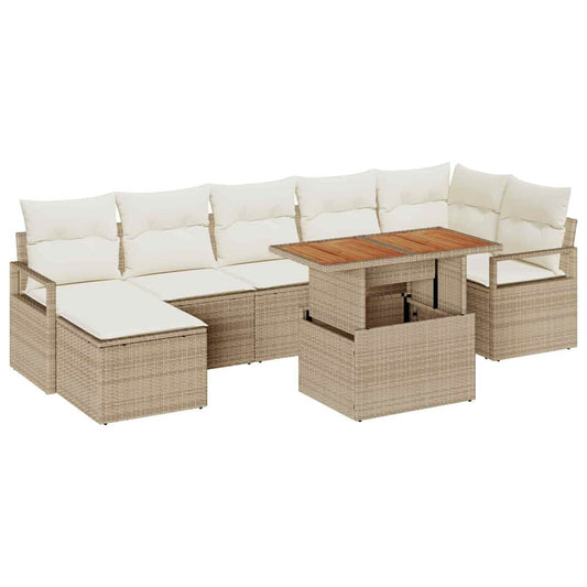 Garten Essgruppe mit Kissen 8 pcs Beige, Creme