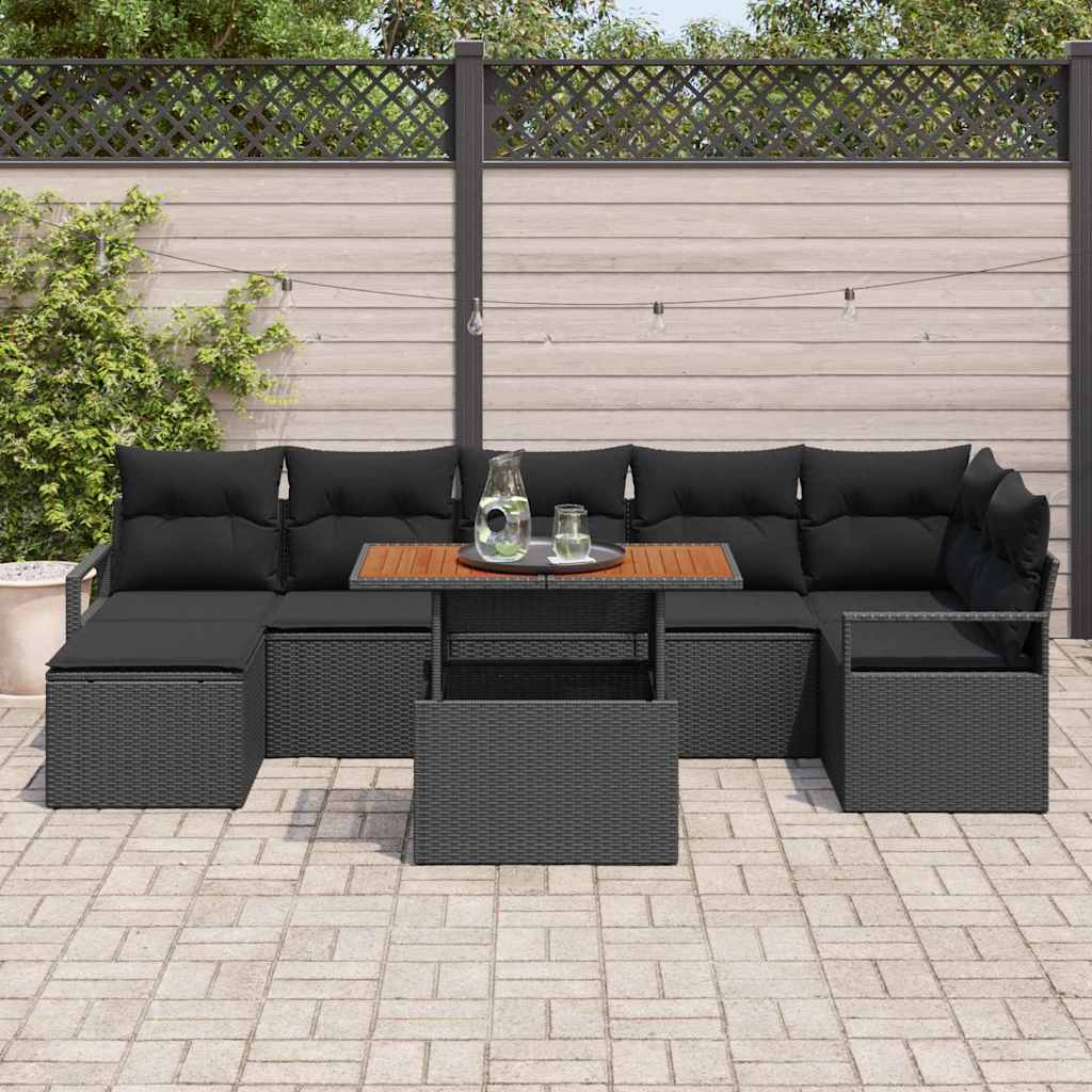 Garten Essgruppe mit Kissen 8 pcs Schwarz, Braun
