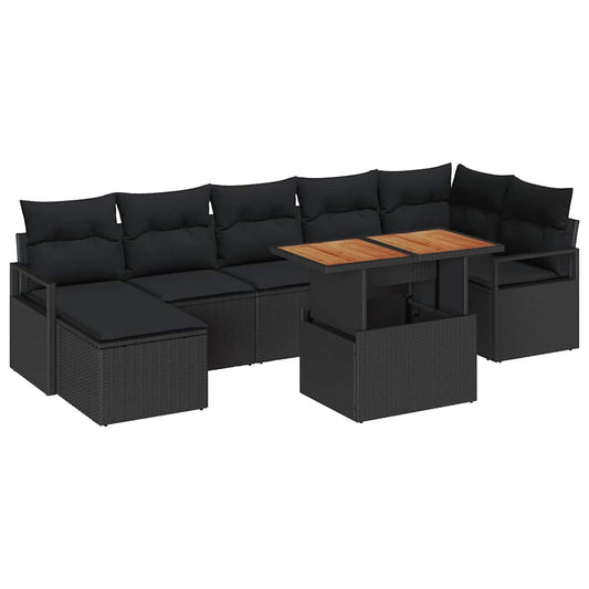 Garten Essgruppe mit Kissen 8 pcs Schwarz, Braun