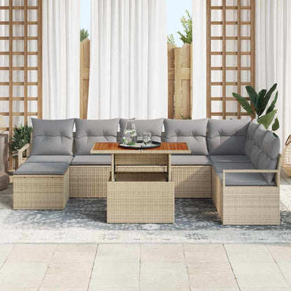 Garten-Sofa-Set mit Kissen 9 pcs Beige, Grau
