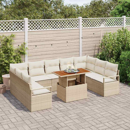 Garten-Sofa-Set mit Kissen 10 pcs Beige, Creme 100 x 55 x 73 cm