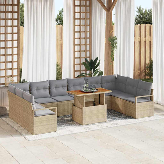 Garten-Sofa-Set mit Kissen 11 pcs Beige, Grau 100 x 55 x 73 cm