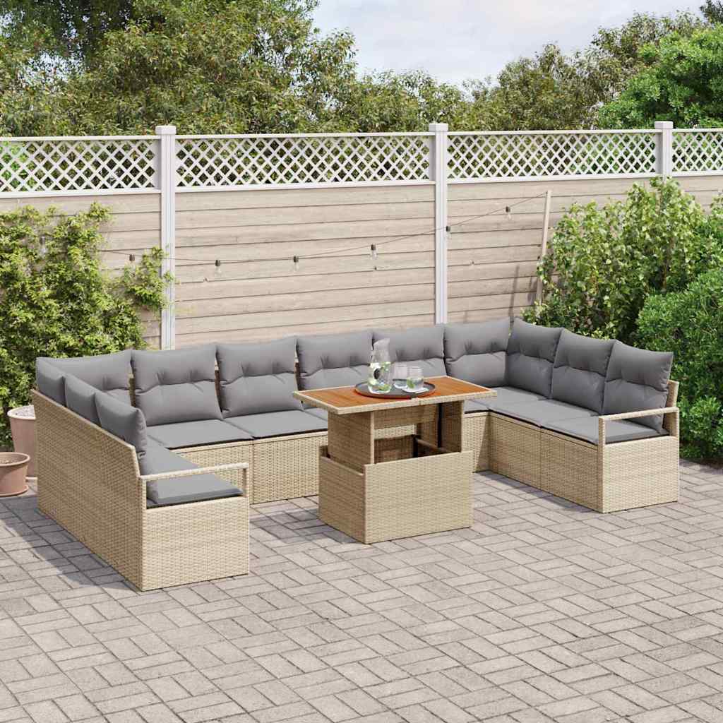Garten-Sofa-Set mit Kissen 11 pcs Beige, Grau 100 x 55 x 73 cm