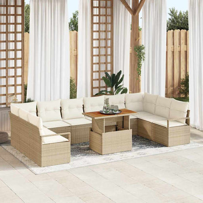 Garten-Sofa-Set mit Kissen 11 pcs Beige, Creme 100 x 55 x 73 cm