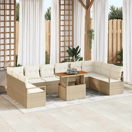 Garten-Sofa-Set mit Kissen 11 pcs Beige, Creme 100 x 55 x 73 cm