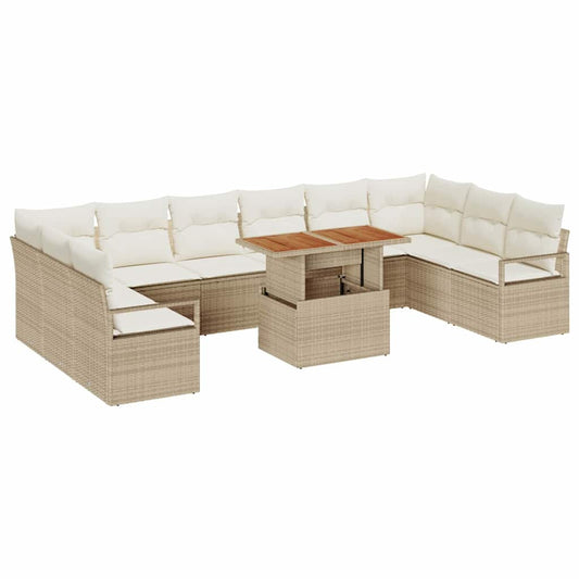 Garten-Sofa-Set mit Kissen 11 pcs Beige, Creme 100 x 55 x 73 cm