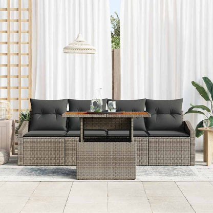 Garten-Sofa-Set mit Kissen 5 pcs Grau Poly Rattan